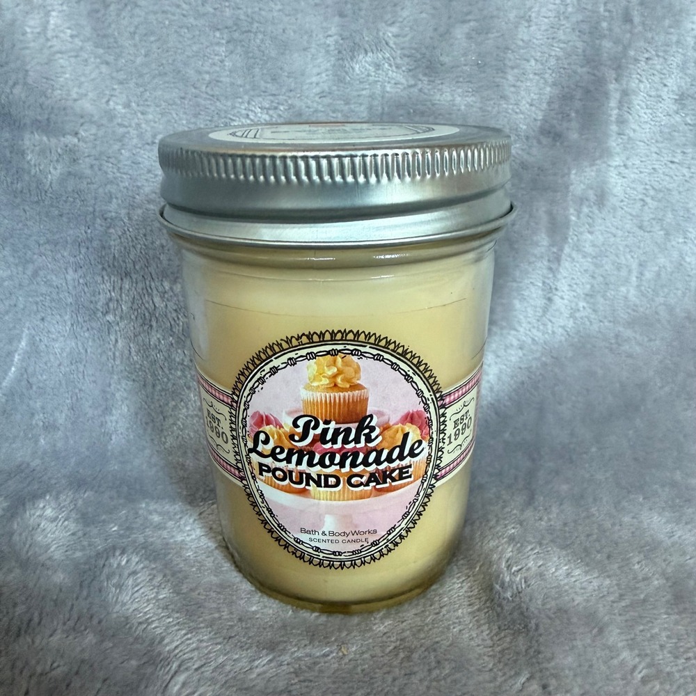 Bath Body Works Pink Lemonade Pound Cake Mason Jar Candle 6oz Spring Sweet Shop